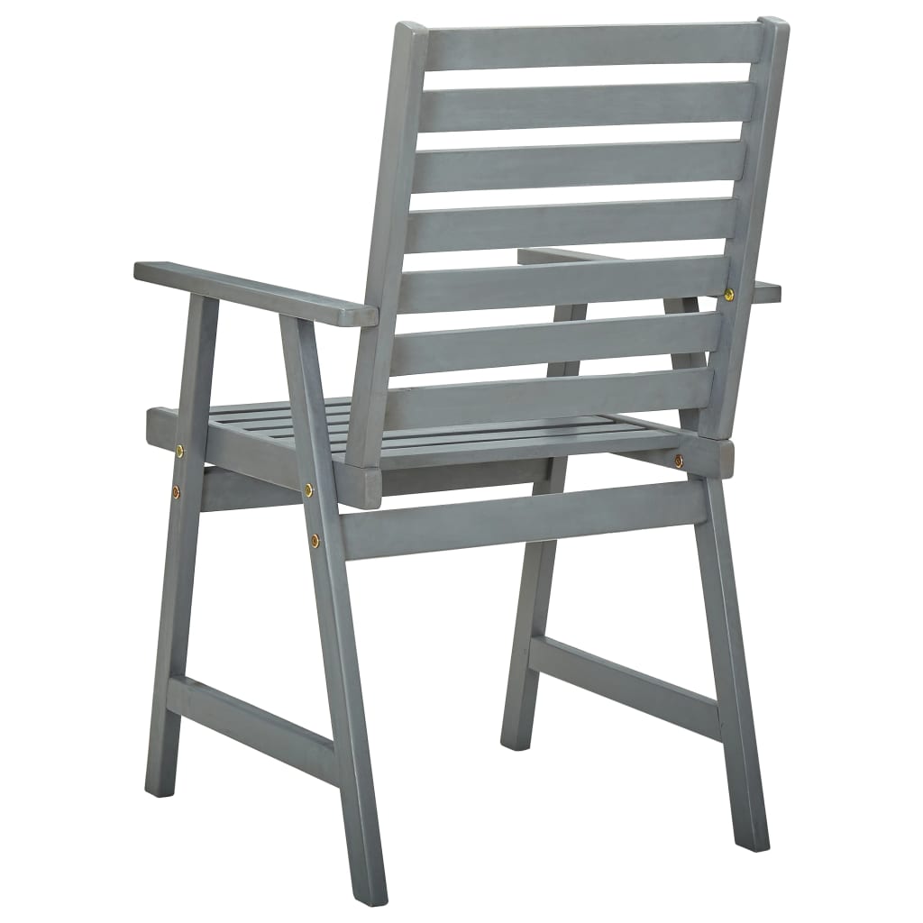 Grey Acacia Wood Outdoor Dining Chairs Set - 3 Pieces