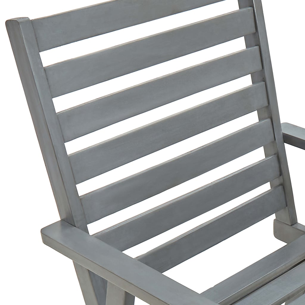 Grey Acacia Wood Outdoor Dining Chairs Set - 3 Pieces