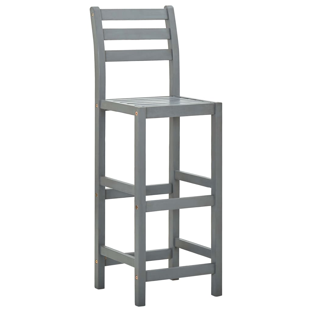 Elegant Grey Bar Stools Set of 2 - Solid Acacia Wood Design