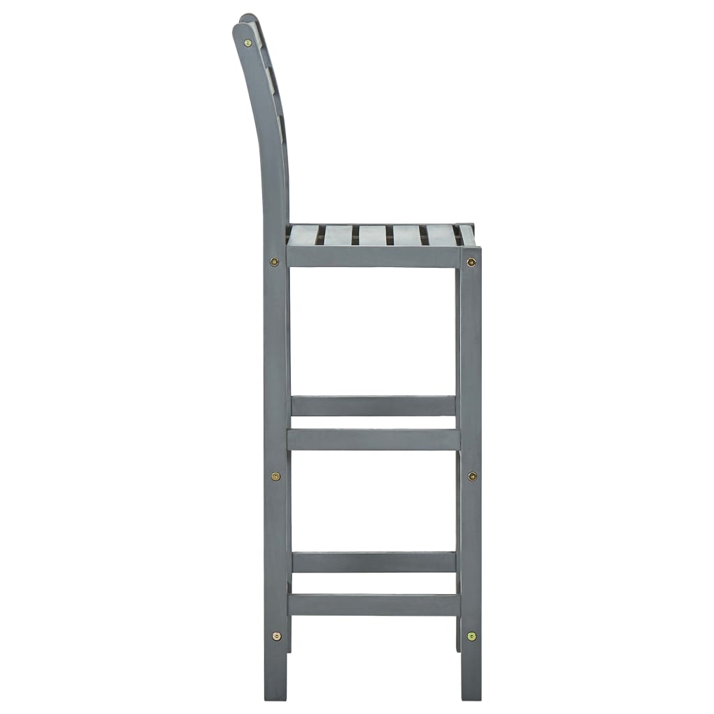 Elegant Grey Bar Stools Set of 2 - Solid Acacia Wood Design
