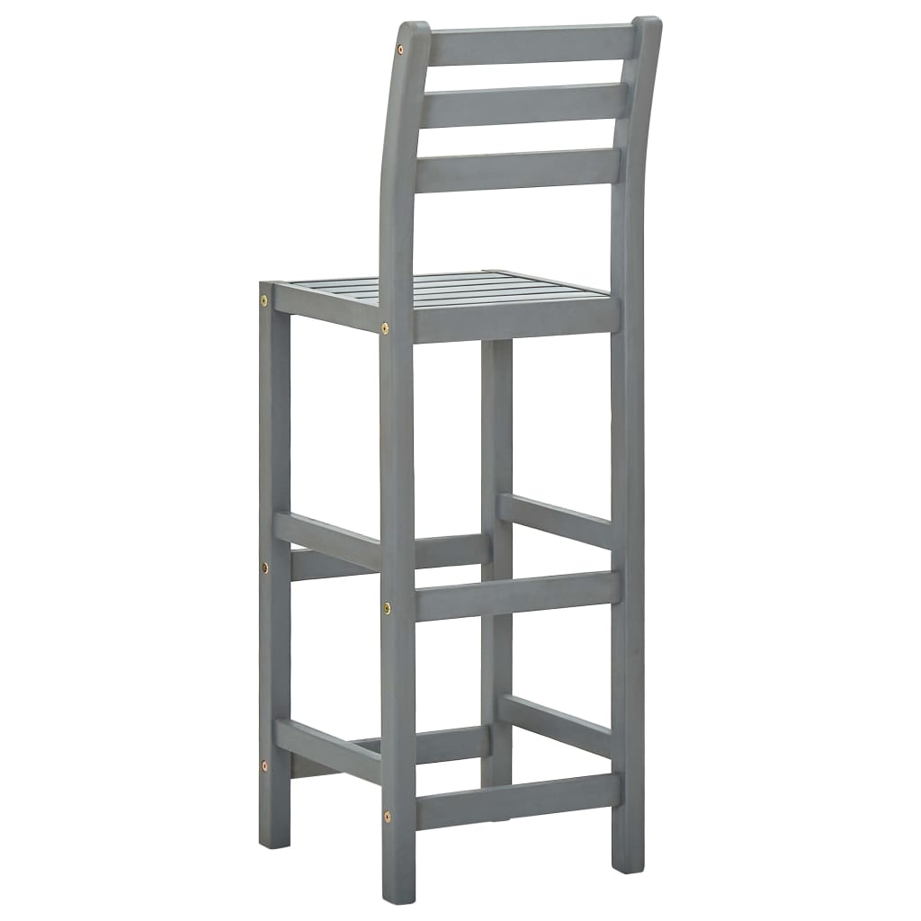 Elegant Grey Bar Stools Set of 2 - Solid Acacia Wood Design