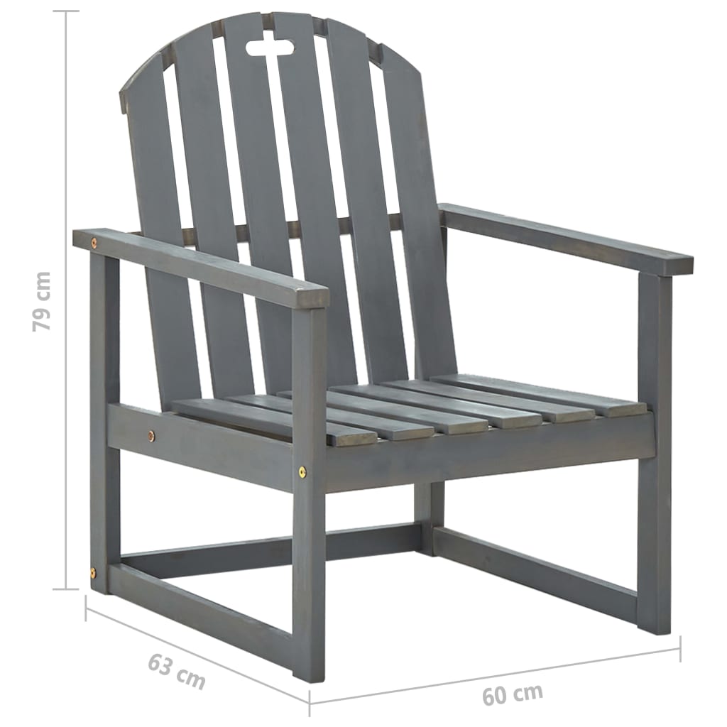 Stylish Grey Acacia Wood Garden Sofa Chairs, Set of 2