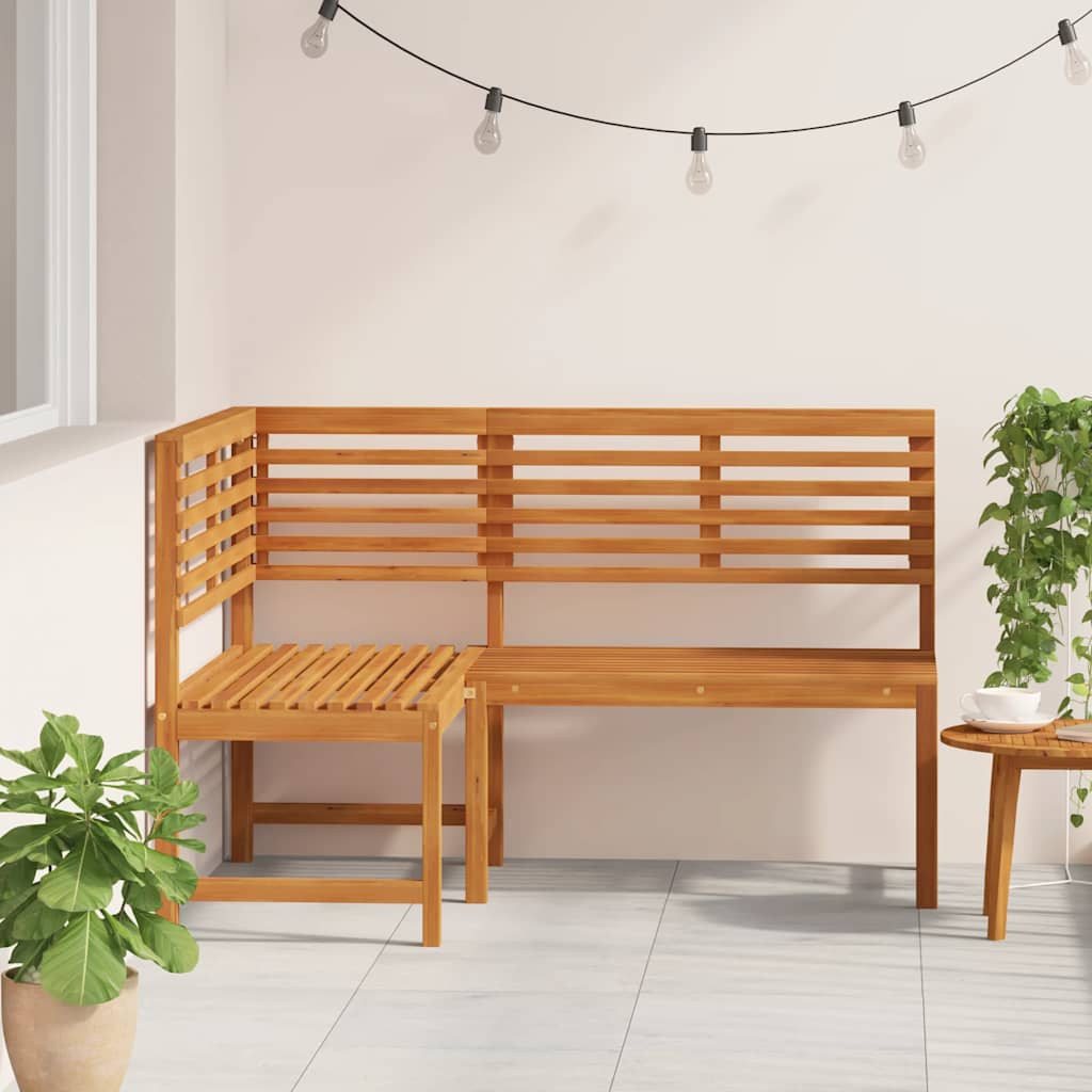 Solid Acacia Wood Garden Corner Bench - 140 cm