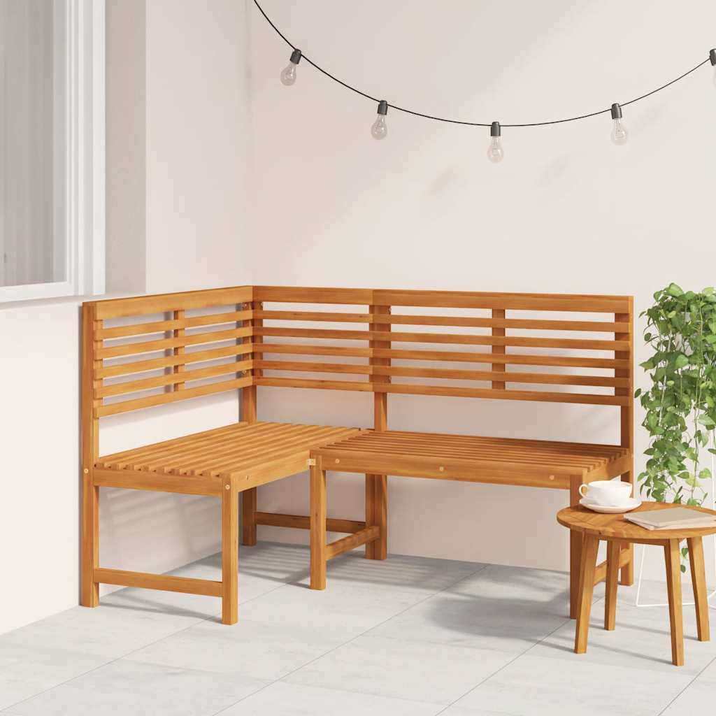 Solid Acacia Wood Garden Corner Bench - 140 cm