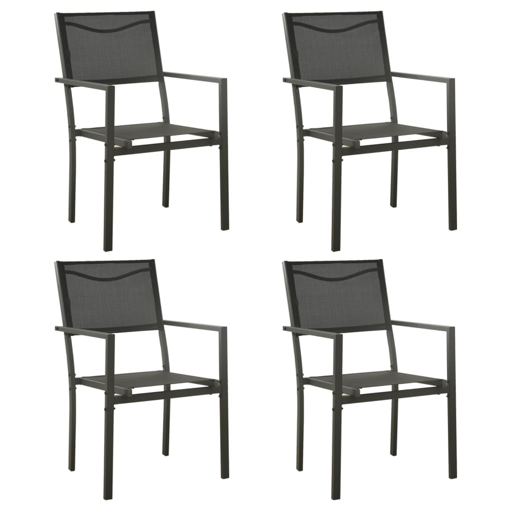 4-Piece Textilene & Steel Garden Chairs - Black & Anthracite Stylish Set