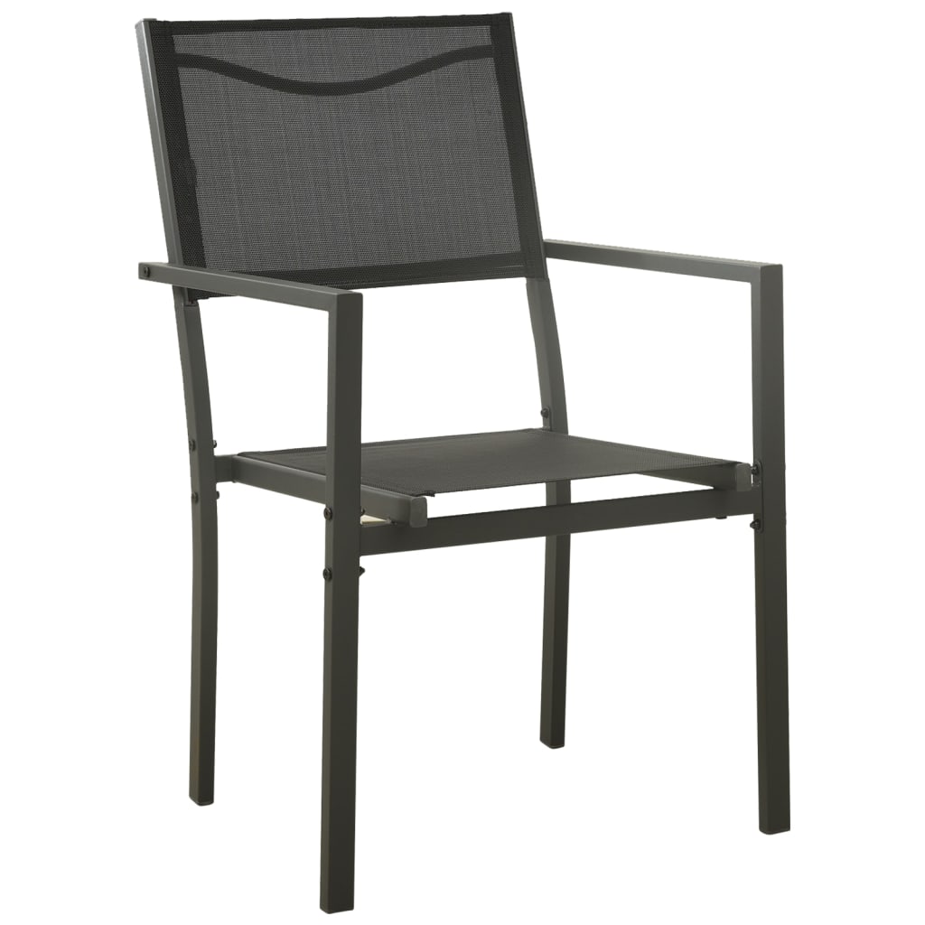 4-Piece Textilene & Steel Garden Chairs - Black & Anthracite Stylish Set