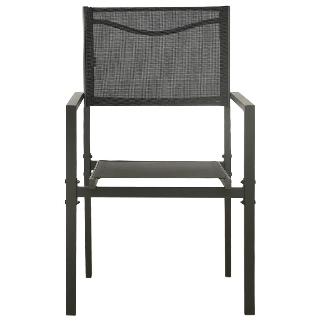4-Piece Textilene & Steel Garden Chairs - Black & Anthracite Stylish Set