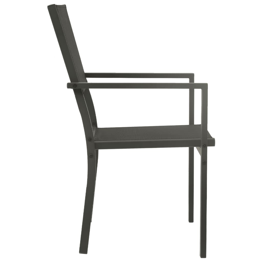 4-Piece Textilene & Steel Garden Chairs - Black & Anthracite Stylish Set