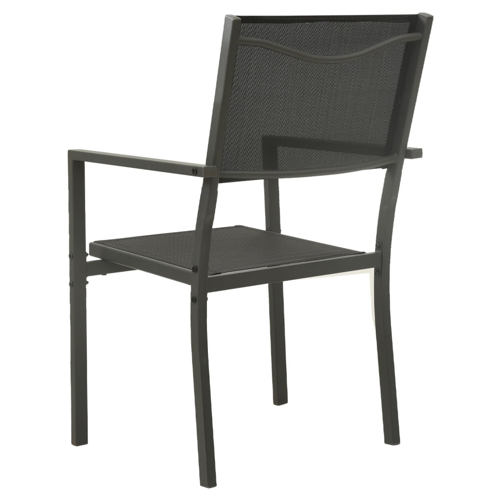 4-Piece Textilene & Steel Garden Chairs - Black & Anthracite Stylish Set