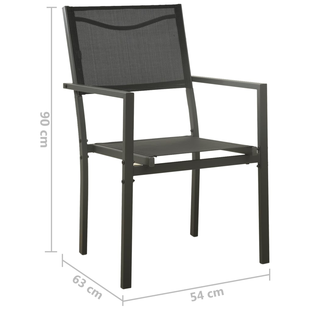 4-Piece Textilene & Steel Garden Chairs - Black & Anthracite Stylish Set