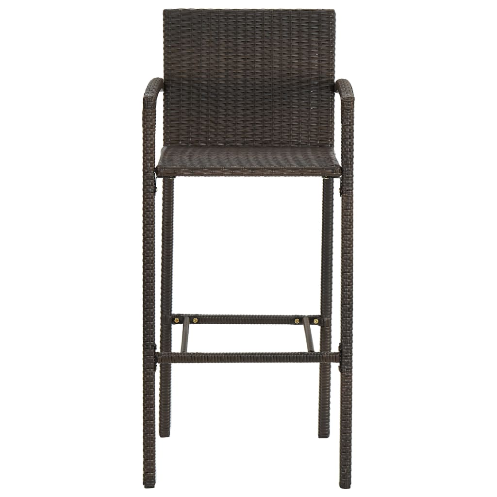 Set of 4 Brown Poly Rattan Bar Stools - Stylish & Durable Patio Seating