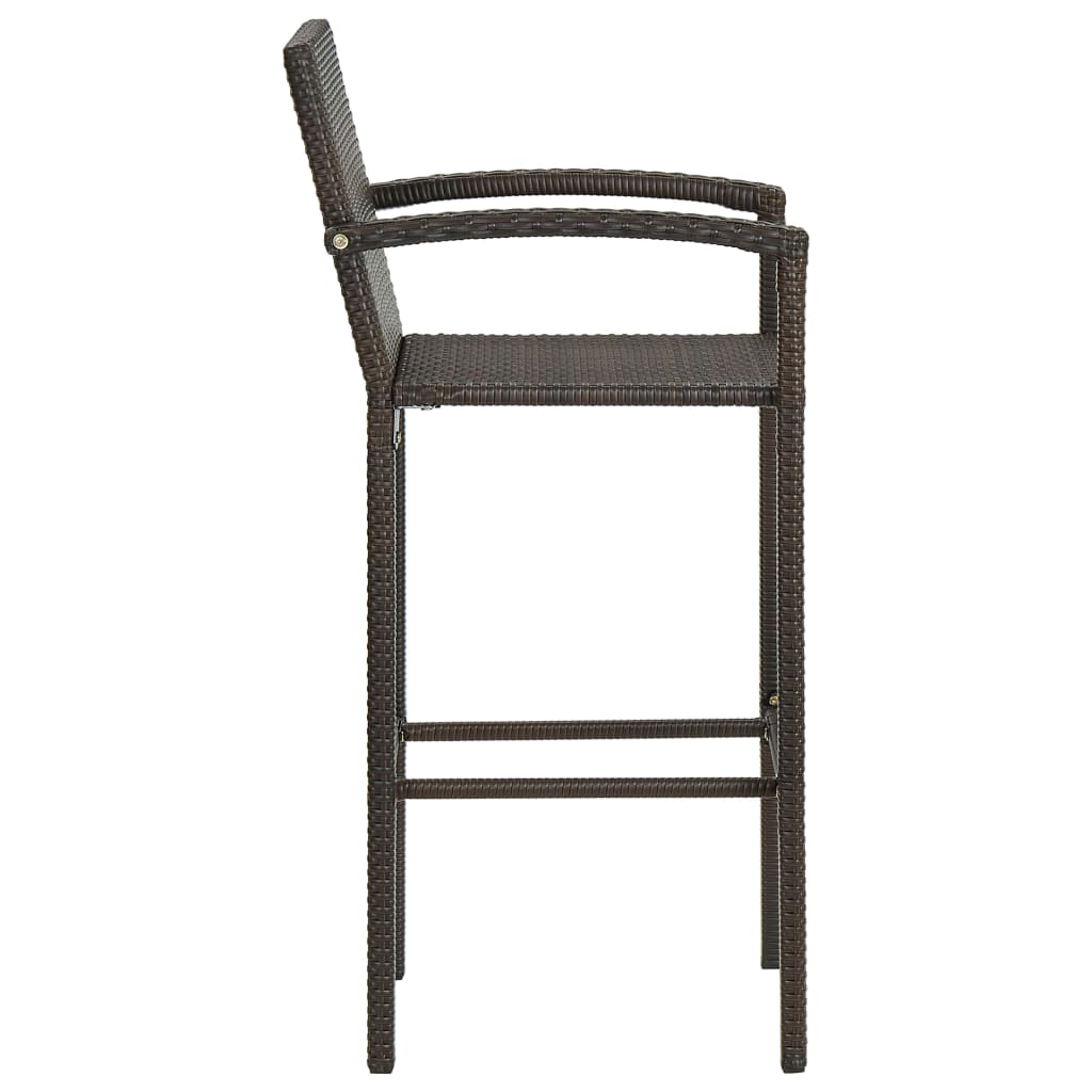 Set of 4 Brown Poly Rattan Bar Stools - Stylish & Durable Patio Seating