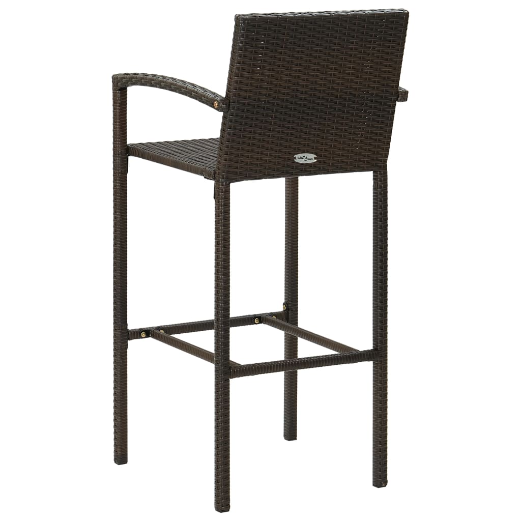 Set of 4 Brown Poly Rattan Bar Stools - Stylish & Durable Patio Seating
