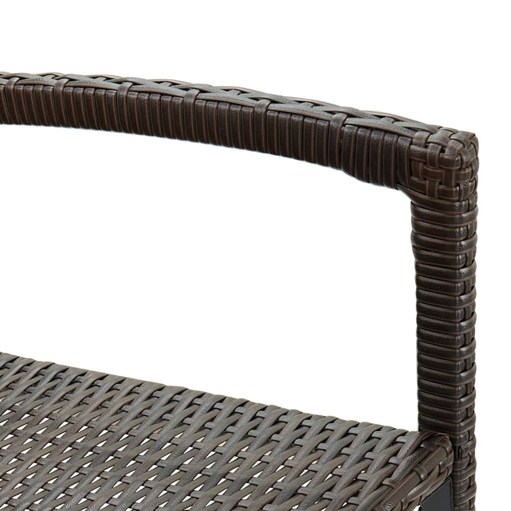Set of 4 Brown Poly Rattan Bar Stools - Stylish & Durable Patio Seating