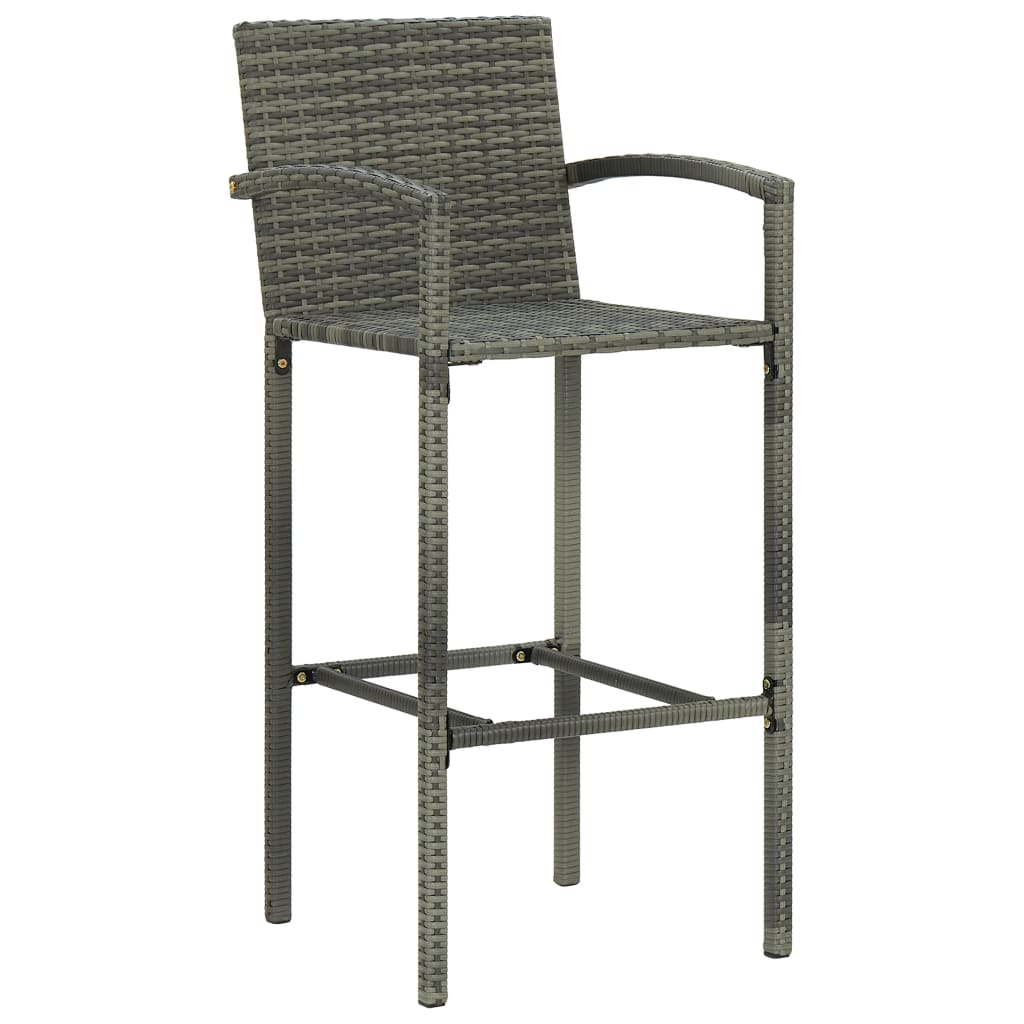 Set of 4 Grey Poly Rattan Bar Stools - Stylish & Durable Seating