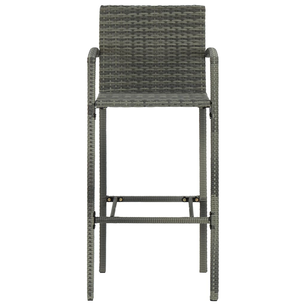 Set of 4 Grey Poly Rattan Bar Stools - Stylish & Durable Seating