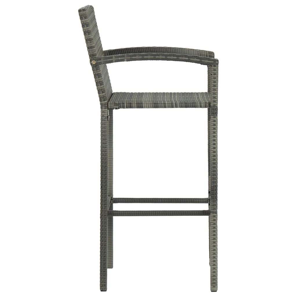 Set of 4 Grey Poly Rattan Bar Stools - Stylish & Durable Seating