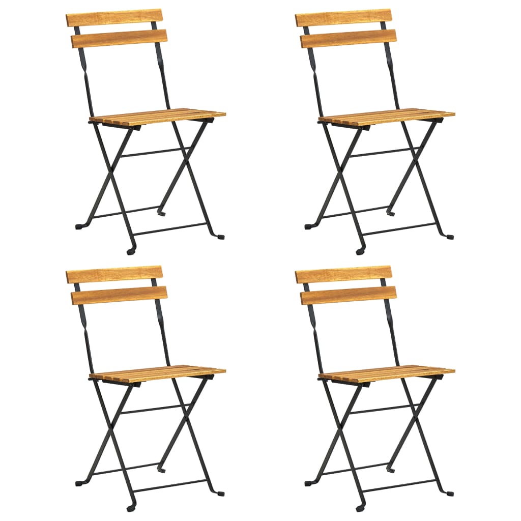 4-Piece Solid Acacia Wood Folding Bistro Chair Set