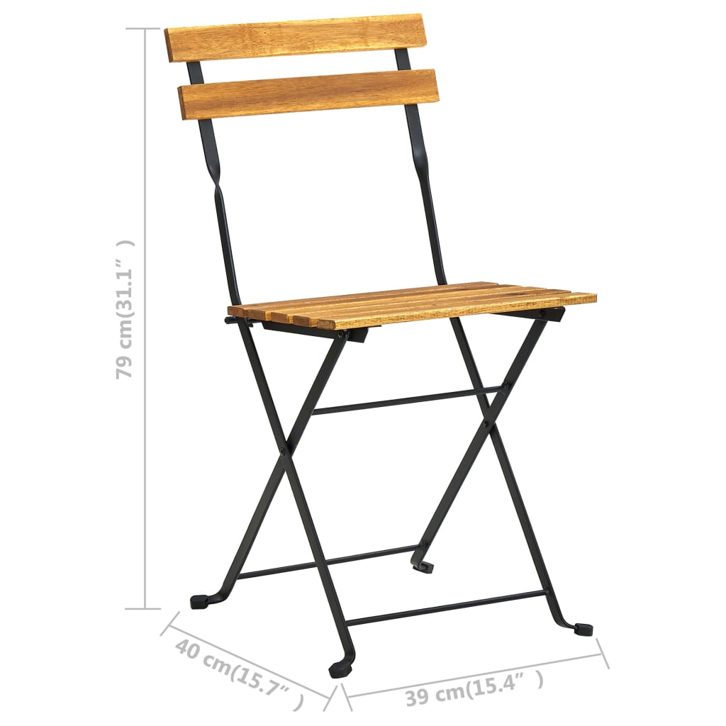 4-Piece Solid Acacia Wood Folding Bistro Chair Set