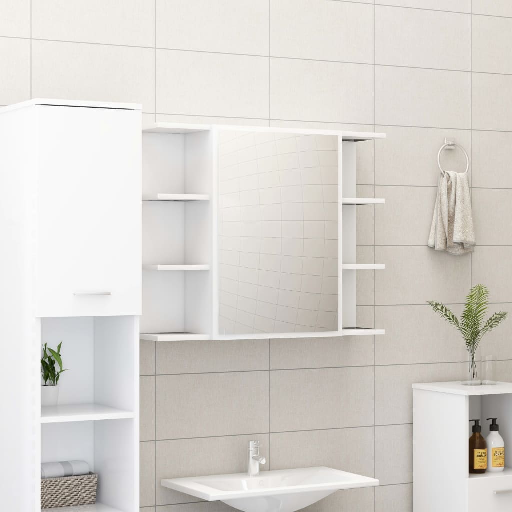 3 Piece Bathroom Furniture Set White Engineered Wood
