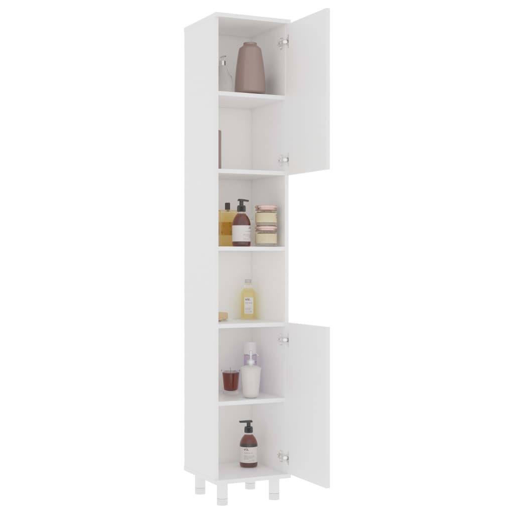 3 Piece Bathroom Furniture Set White Engineered Wood
