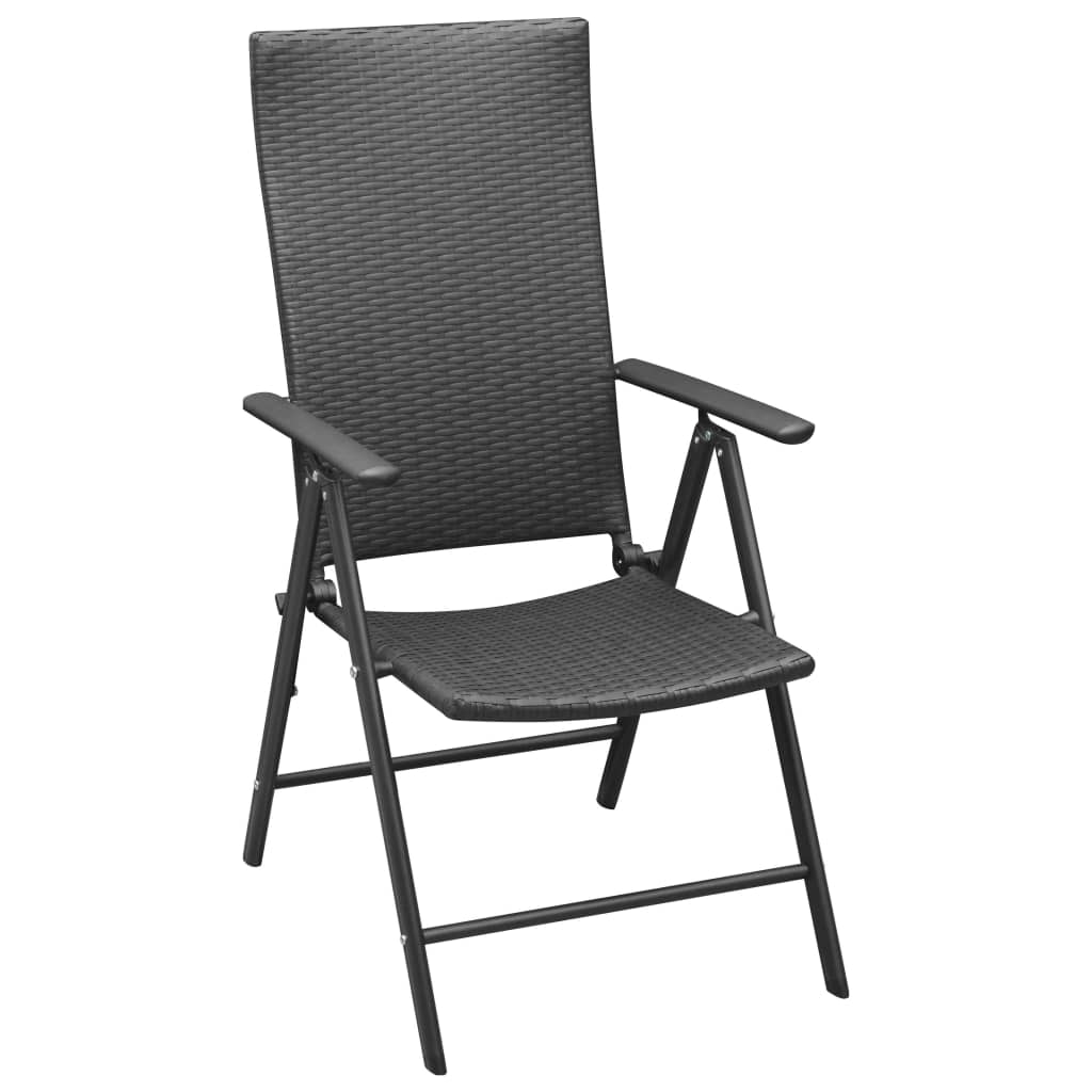 4-Piece Black Poly Rattan Garden Chairs Set - Stylish & Durable