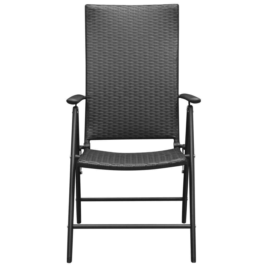 4-Piece Black Poly Rattan Garden Chairs Set - Stylish & Durable