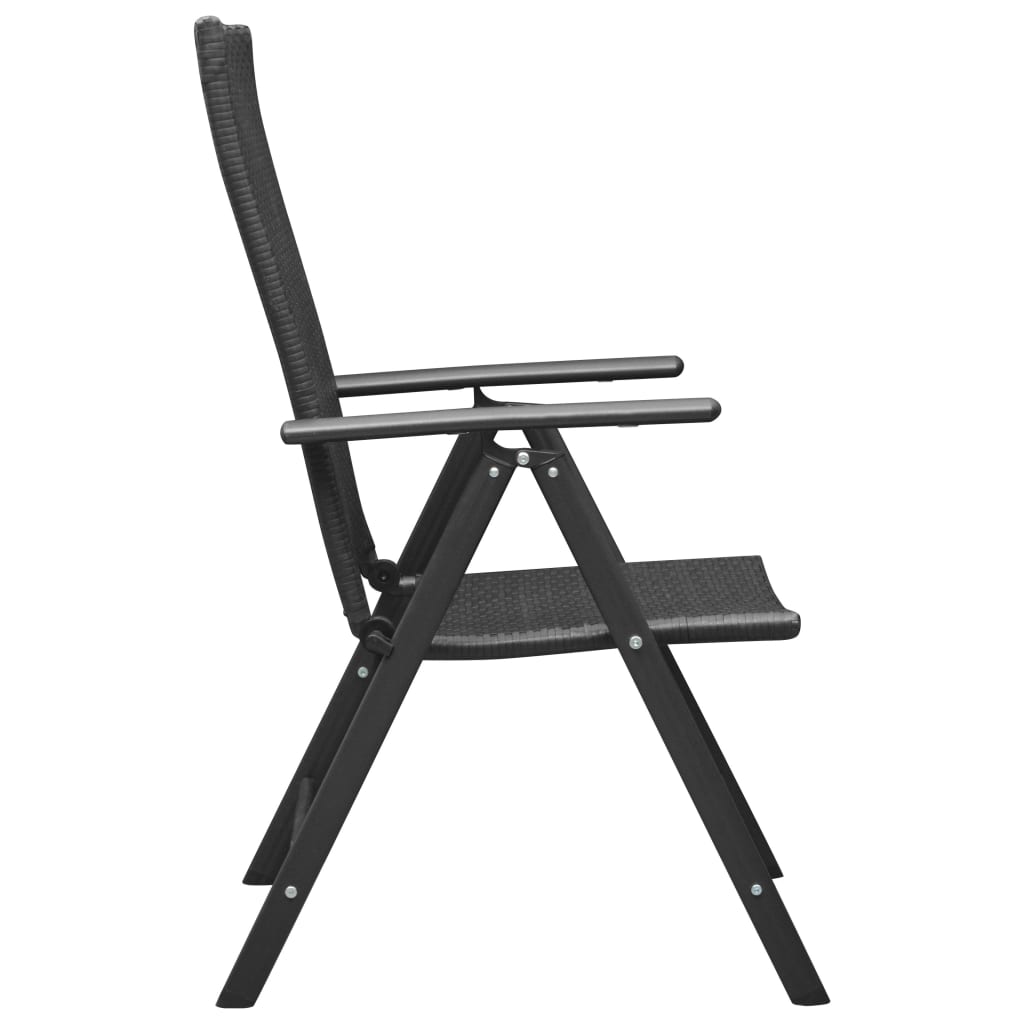 4-Piece Black Poly Rattan Garden Chairs Set - Stylish & Durable