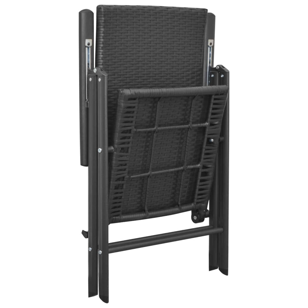 4-Piece Black Poly Rattan Garden Chairs Set - Stylish & Durable