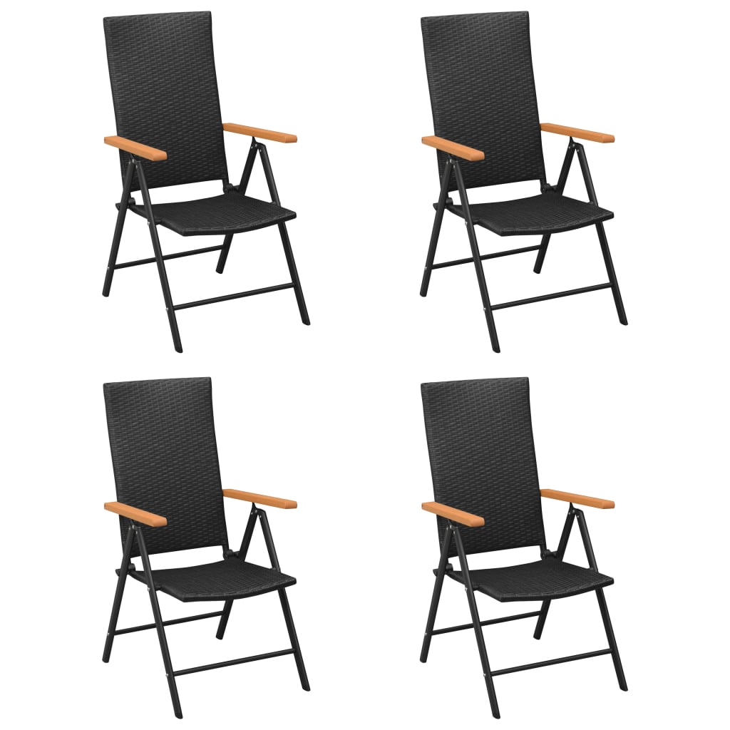 4-Piece Black Poly Rattan Garden Chairs Set – Stylish & Durable