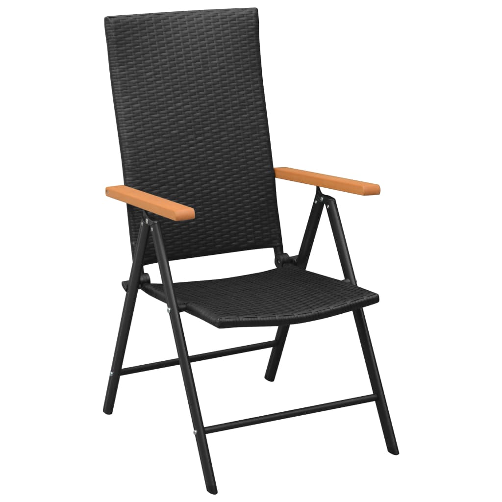 4-Piece Black Poly Rattan Garden Chairs Set – Stylish & Durable