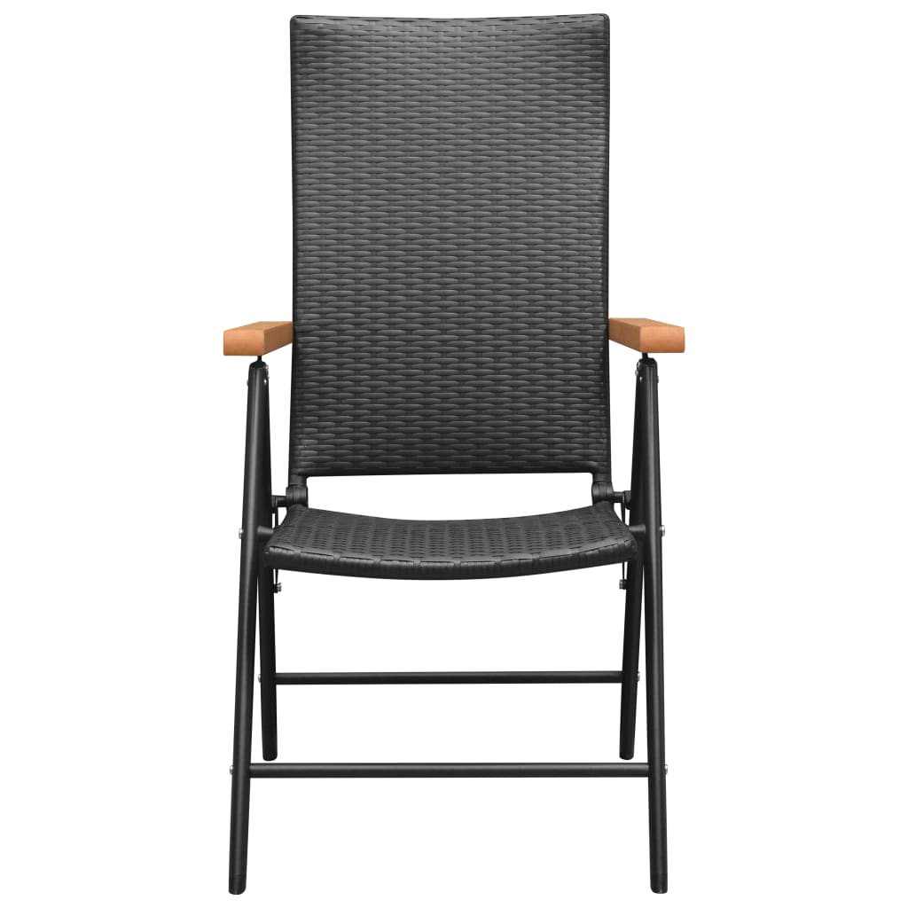 4-Piece Black Poly Rattan Garden Chairs Set – Stylish & Durable