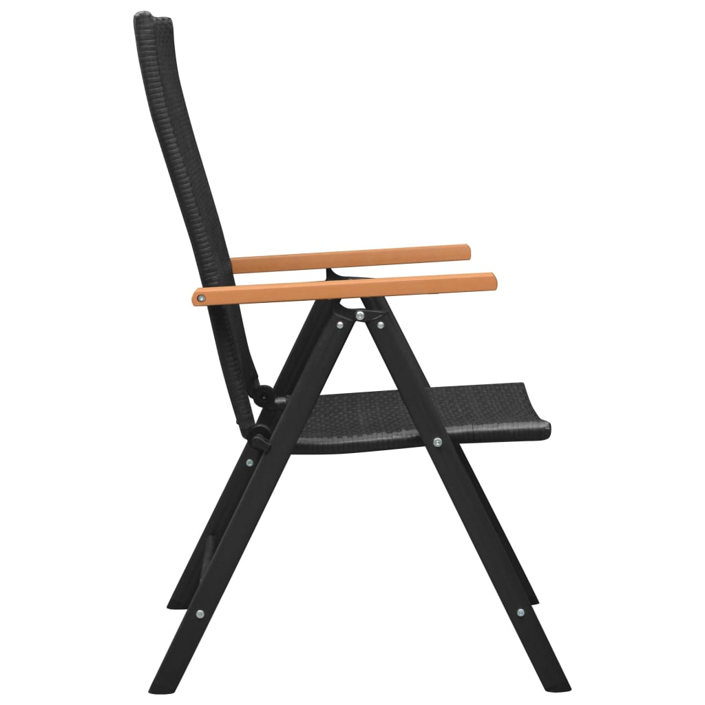 4-Piece Black Poly Rattan Garden Chairs Set – Stylish & Durable