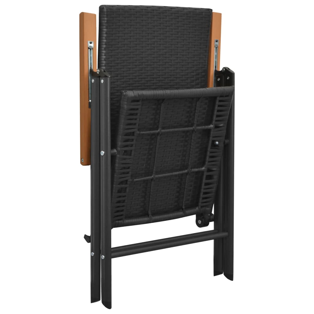 4-Piece Black Poly Rattan Garden Chairs Set – Stylish & Durable