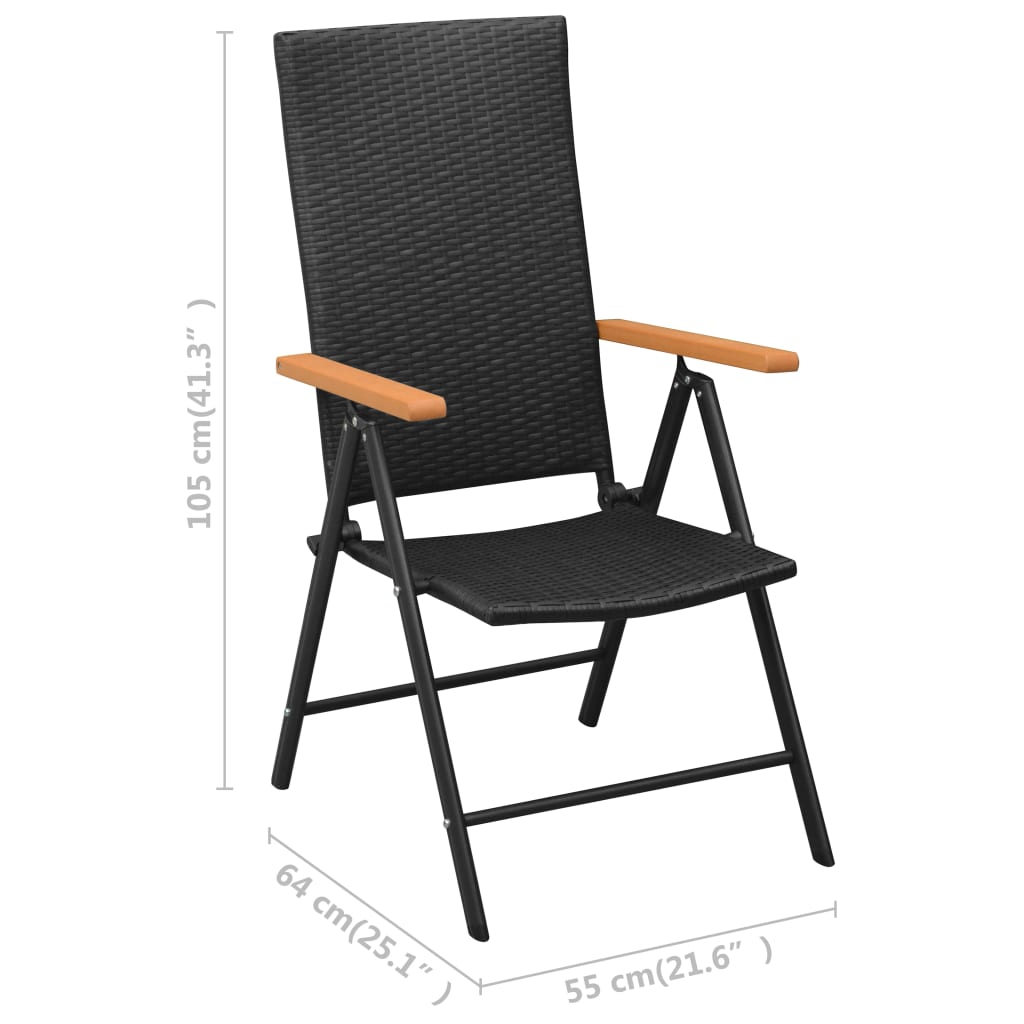 4-Piece Black Poly Rattan Garden Chairs Set – Stylish & Durable