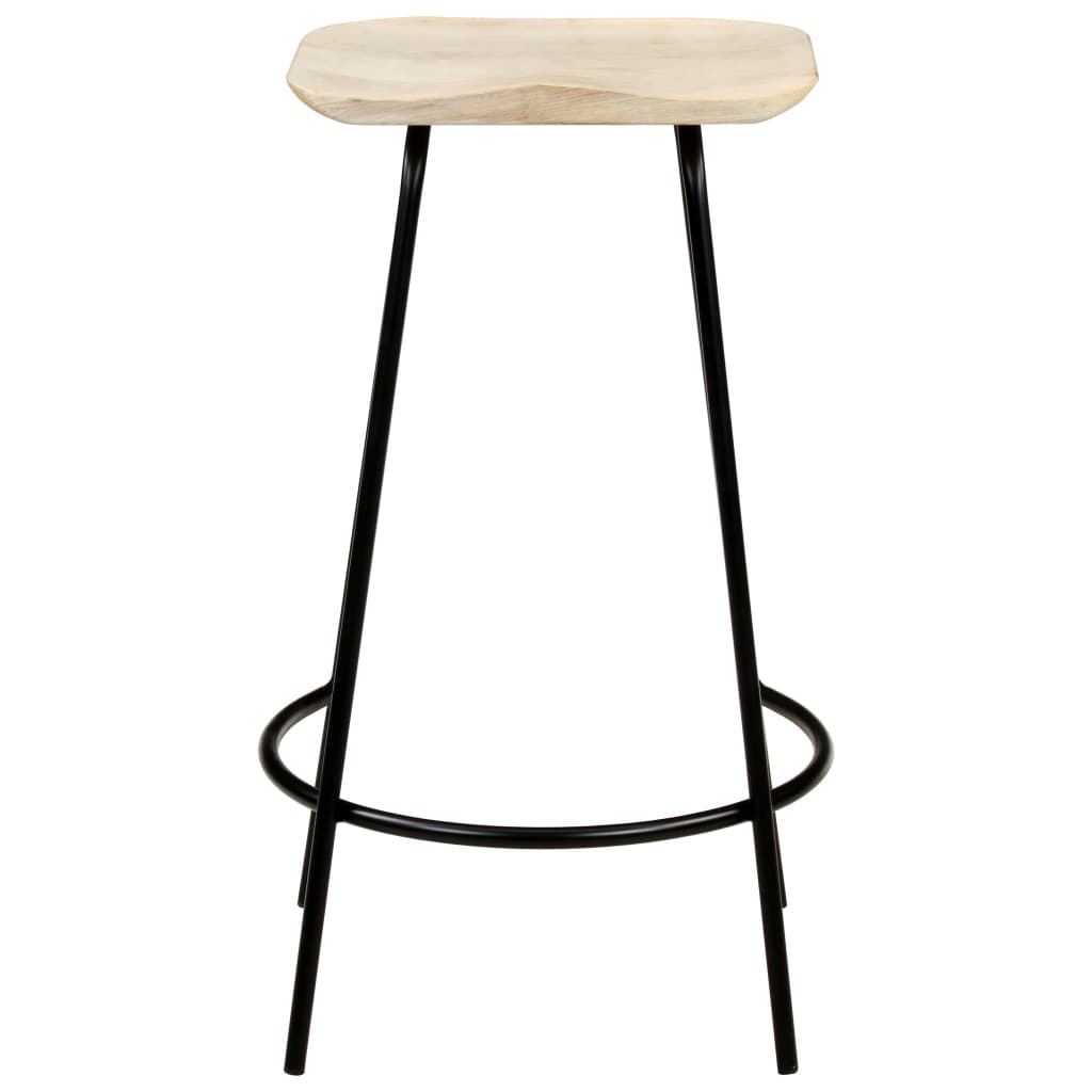 4-Piece Solid Mango Wood Bar Stools - Natural Finish