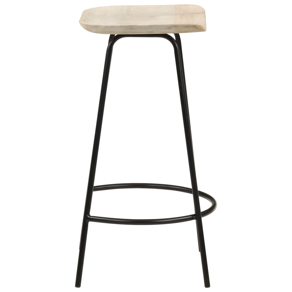 4-Piece Solid Mango Wood Bar Stools - Natural Finish