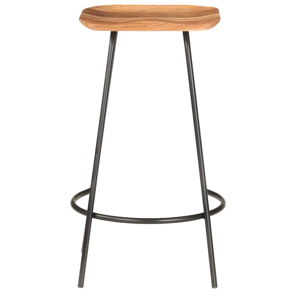 2-Piece Solid Acacia Wood Bar Stools - Rustic Charm for Any Space