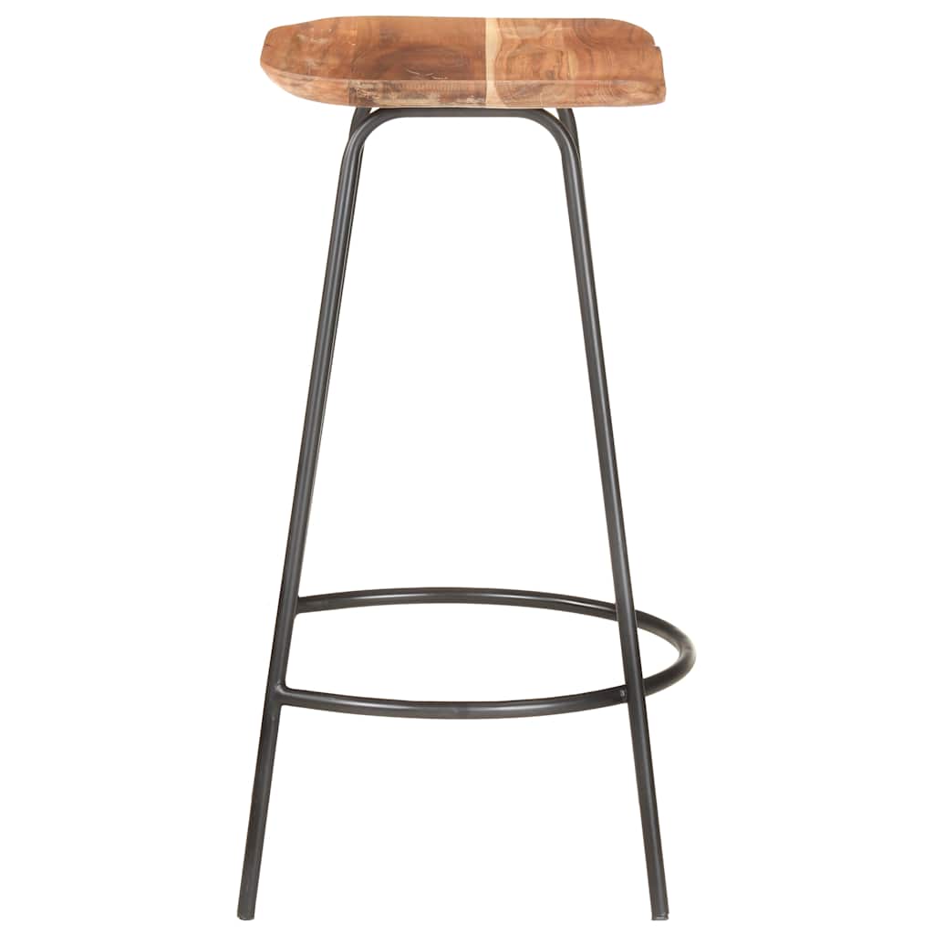 2-Piece Solid Acacia Wood Bar Stools - Rustic Charm for Any Space
