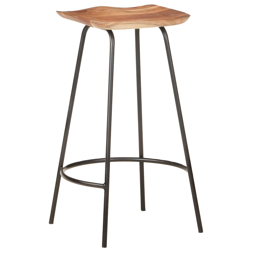 2-Piece Solid Acacia Wood Bar Stools - Rustic Charm for Any Space