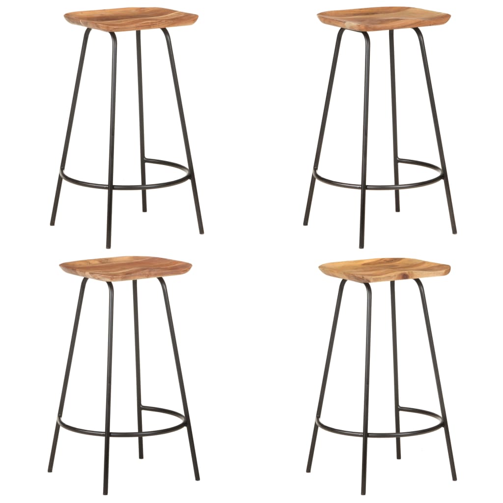 4-Piece Solid Acacia Wood Bar Stools Set - Durable & Stylish