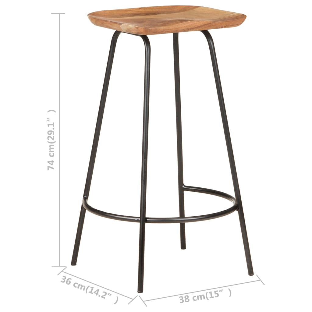 4-Piece Solid Acacia Wood Bar Stools Set - Durable & Stylish
