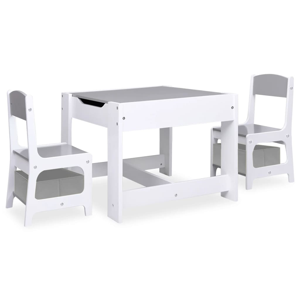 White MDF Kids' Table & 2 Chairs Set - Perfect for Play & Study