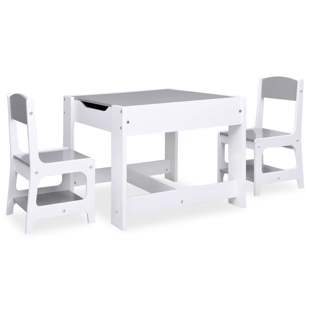 White MDF Kids' Table & 2 Chairs Set - Perfect for Play & Study