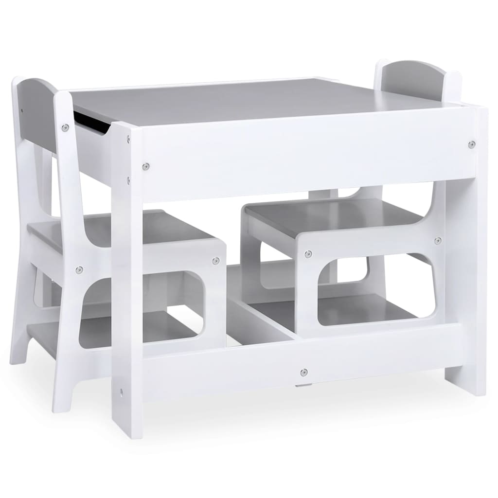 White MDF Kids' Table & 2 Chairs Set - Perfect for Play & Study