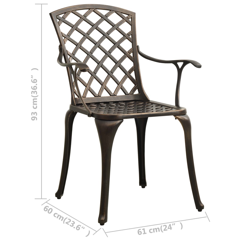 Bronze Cast Aluminium Garden Chairs, Set of 2 - Durable & Stylish