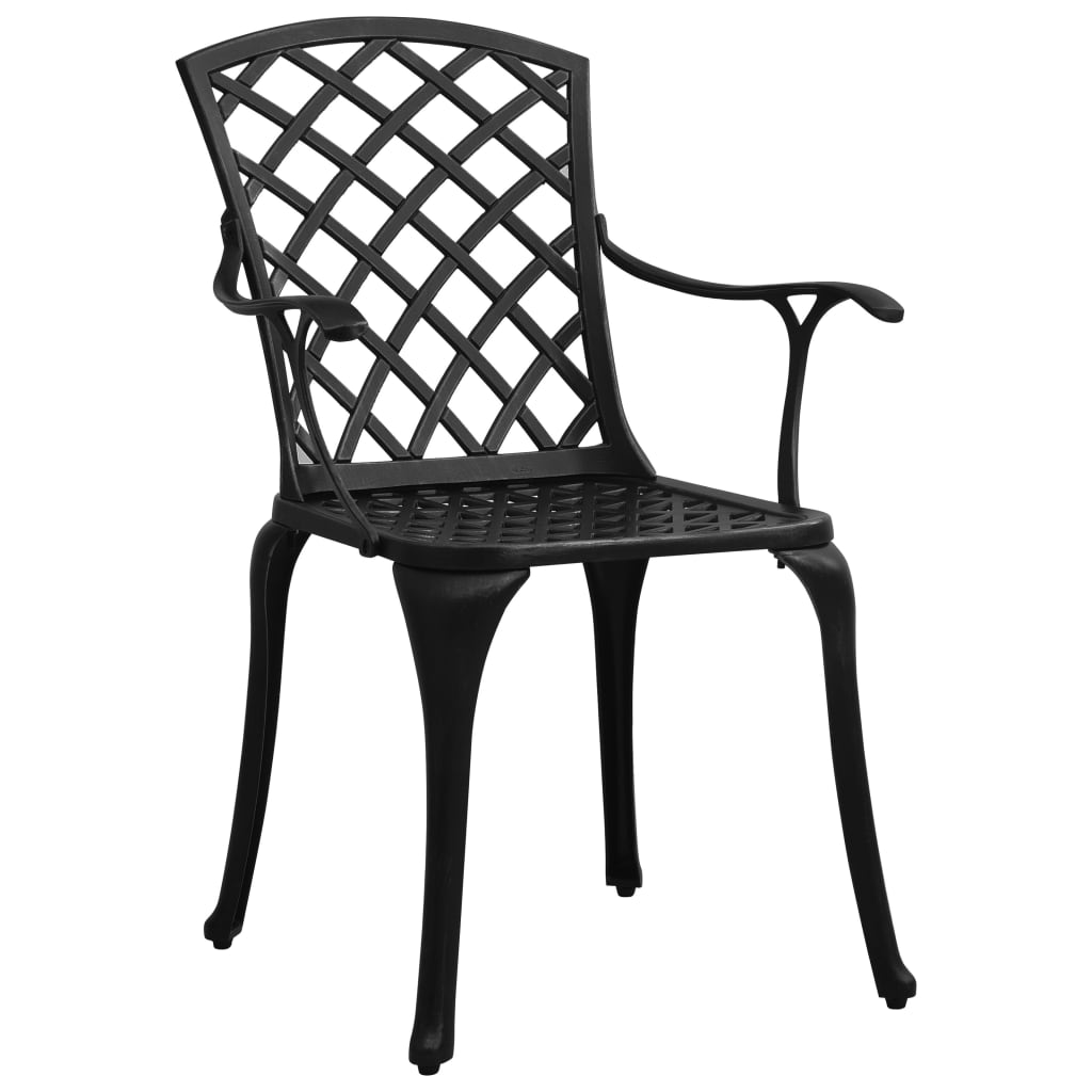 Elegant Black Cast Aluminium Garden Chairs Set of 4