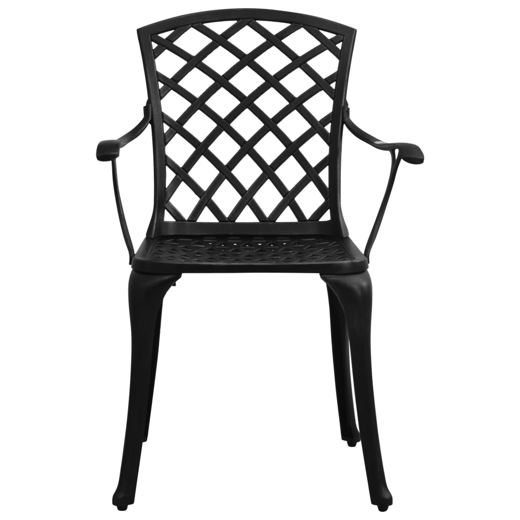 Elegant Black Cast Aluminium Garden Chairs Set of 4