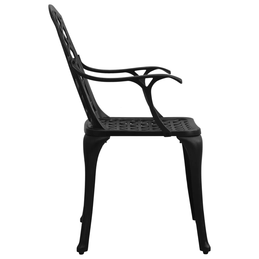 Elegant Black Cast Aluminium Garden Chairs Set of 4