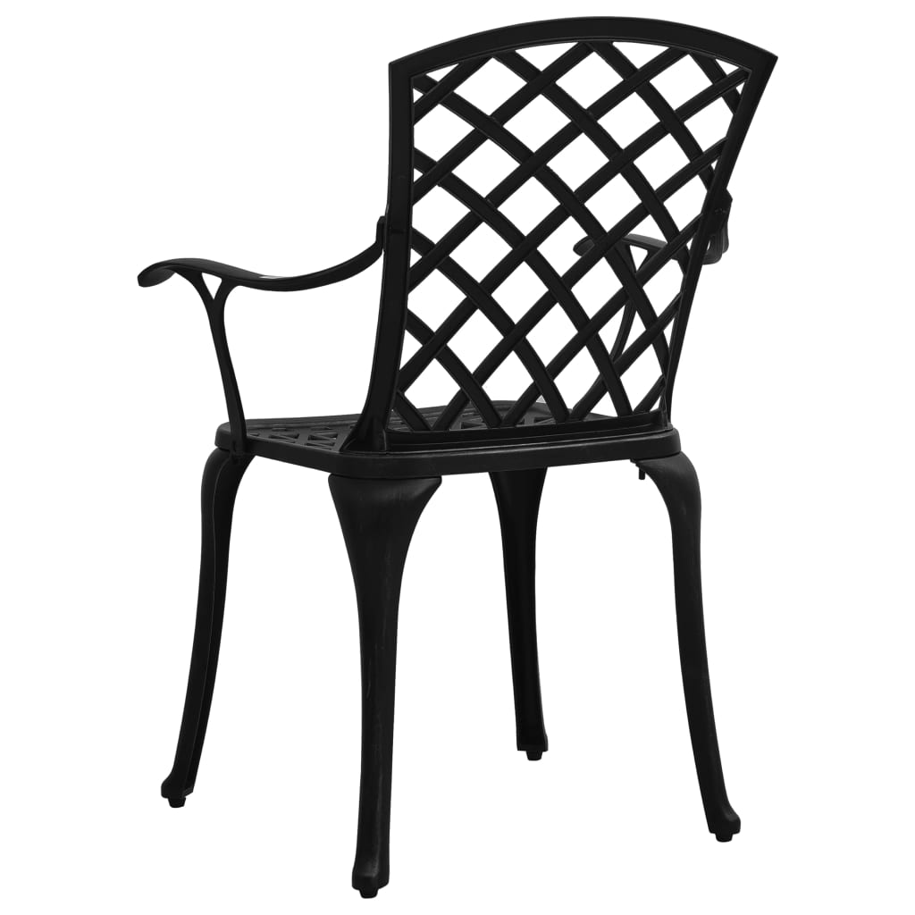 Elegant Black Cast Aluminium Garden Chairs Set of 4